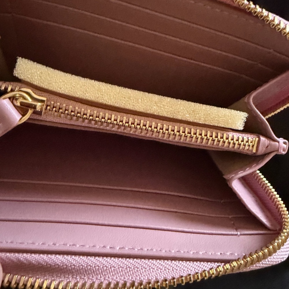 Roberto Cavalli Pink Card Holder with Gold Zipper